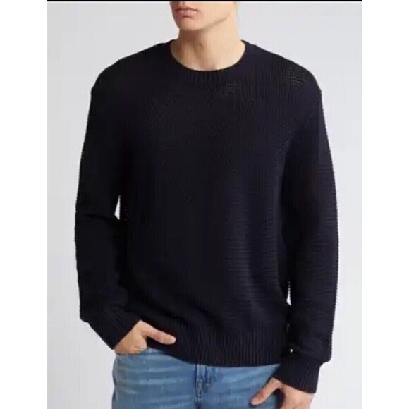 Everlane Navy Cable Knit Pullover Crewneck - Picture 1 of 6